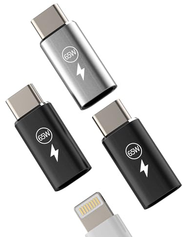 65W Adaptador Lightning Hembra a USB C Macho(3 Pack)Conector Rápida Cargador Tipo C para iPhone 16 15 Pro Max Adapter para Apple Compatible Con Samsung S24 Lighting Cargar Cable Type C Jack Conversor