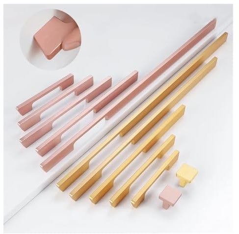 tianwandong Roségoldene Schrankgriffe aus massiver Aluminiumlegierung im amerikanischen Stil for Küchenschränke, Schubladenknöpfe, Möbel, lange Griffe, Hardware(Rose 128mm)