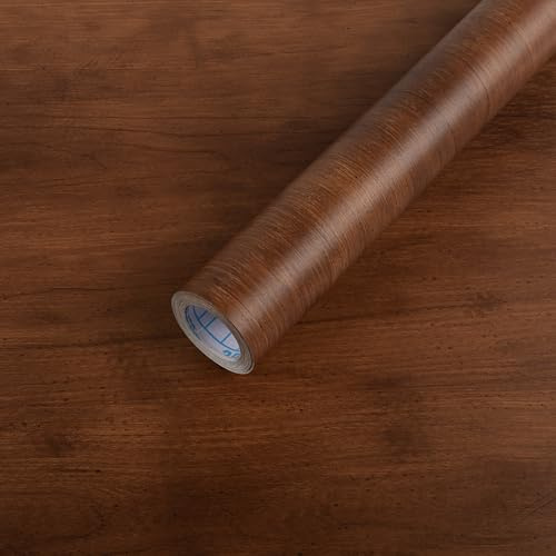 TANONE Walnut Wood Contact Paper Thickened Wood Peel and Stick Wallpaper, Easy to Install Self-Adhesive Decorative Vinyl Film Wall Paper, Waterproof & Durable for Furniture Covering 17.7'' X 394''