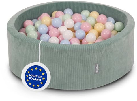 KiddyMoon Piscina Sensorial Redonda 90X30cm/200 Bolas Estimulante para Niños