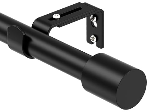 Vorhangstangen für Fenster – Tiemlet Ausziehbare Schwarz Stange, Edelstahl mit Zylindrischen Endstücken, 72–235 cm Verstellbar, Ideal für Ösenvorhänge in Jedem Raum