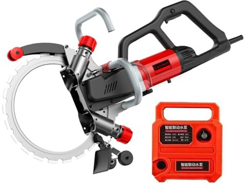 Electric Concrete Saw - Brushless Circular Cutter, 270/300mm Cut Depth, 3000 RPM, Electric Groove Cutting Machine for Granite and Stone, Wall Chaser with Blade