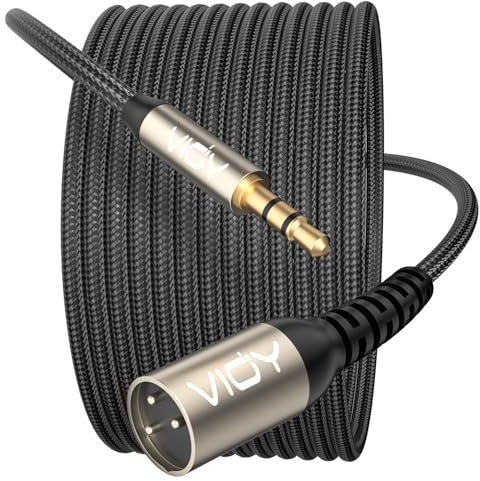 VIOY XLR to 3.5MM Cable 2M, Unbalanced Aux Male to XLR Male Cord, 1/8 Inch to Microphone Cable for Laptop, Tablat, MP3 Player, Voice Recorder, Amplifier, Sound Board, Mixer, Speaker