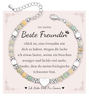 MANVEN Geschenke für Beste Freundin Schwester Tochter Frauen Mädchen | Herz Natursteine Armband für Weihnachten Geburtstag Abschluss