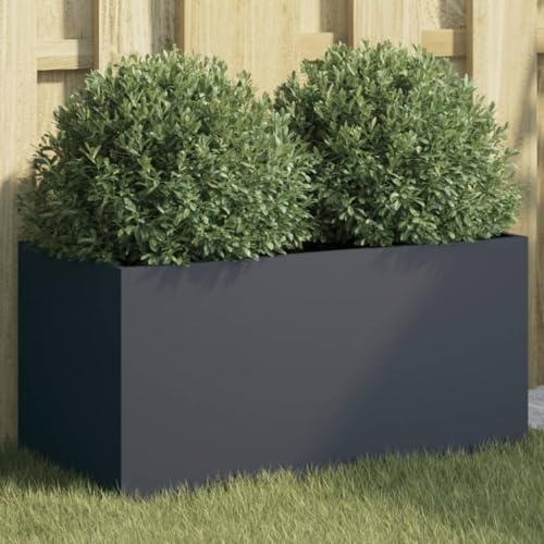 HaoChrymec Maceta Antracita 62x30x29 cm Acero, Jardinera Exterior, Huerto Urbano, Jardín, Balcón, Decorativa