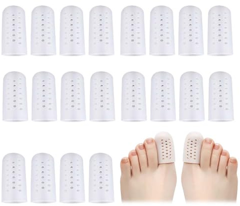 HABNI Ojo De Gallo - Protector Dedo Gordo Pie, 10 Piezas (Silicona) Punteras De Silicona Para Dedo Gordo, Mangas Transpirables, Evita Callos Y Ampollas (Blanco), Talla Única.
