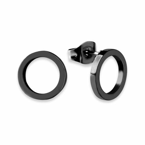 GD GOOD.designs Ohrstecker Kreis Schwarz für Damen | Runde Edelstahl Ohrringe | Wasserfest | Schwarzer Ohrschmuck Inkl. Geschenkbox