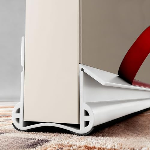 Wendict 93cm Türdichtung Zugluftstopper für Türen, Schallschutz Türdichtung Unten Selbstklebend für Türen, (Leicht zu installieren/Fällt Nicht Ab/Wiederverwendbar) (Weiß)