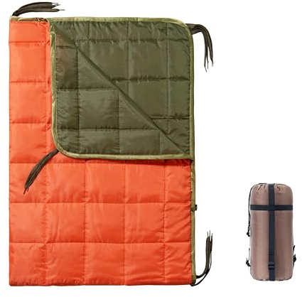 GHILEO Poncho Liner No Zippers, Army Blanket, Sleeping Bag, with A Compression Carrying Bag, for Traveling, Hiking, Camping, Outdoor Survival, Car Blanket