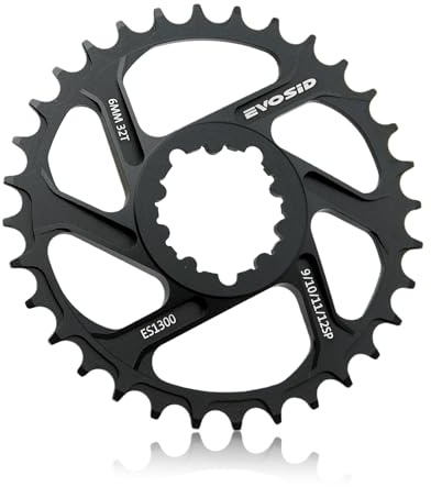 EVOSID Mountain Bike Chainring 32T 34T 36T 38T Chainwheel Offset 6mm Narrow Wide Chainring CNC 7075 Aluminum Alloy, Direct Mount Chainring 8-12 Speed for SRAM GXP Crankset (6mm 38T)