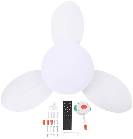 Pilipane Ventilatore da soffitto con montaggio a incasso 25 pollici Piccolo dimmerabile LED 6 velocità Motore DC silenzioso per patio Camera da letto Elegante e moderno Pale in ABS (Bianco)