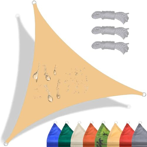 Tenda parasole triangolare impermeabile, 4 x 4 m, 98% UV, per esterni, giardino, patio, terrazza, vela ombreggiante gialla per un'efficace protezione solare