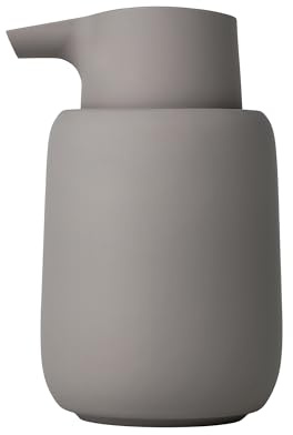 blomus Seifenspender -SONO- 250 ml aus Keramik | Handseifenspender in Grau | Ø8 x 14H cm | Farbe Satellite | Flüssigseifenspender mit Pumpkopf