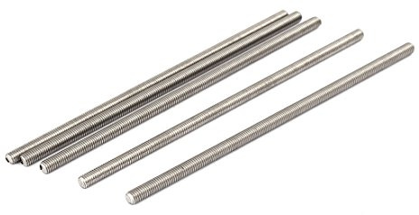 sourcing map 5 Stück Gewindestangen M5x140mm Edelstahl 304 Gewindestift | Metrischem Vollgewinde Bar Gewindestäbe, Für Befestigung CNC-Werkzeugmaschinen 3D-Drucker Industrie Geräte, M5x140mm