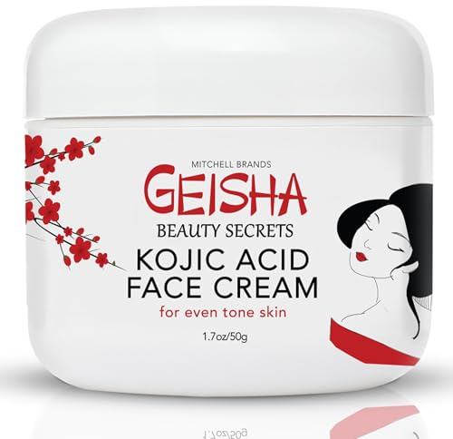 Geisha, Kojic Acid Cream | 1,7 fl oz / 50 ml | Skin Lightening Cream, Freckle Removal, Hyperpigmentering Treatment | Ta bort mörka fläckar på: Ansikt, Knees, Body, Armpits, nacke, Underarm, intima