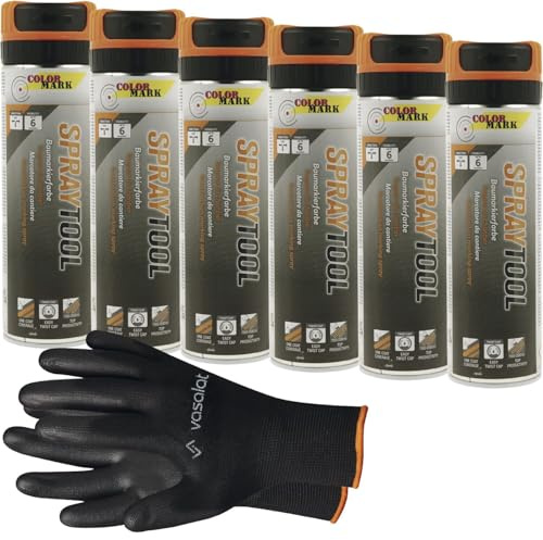 vasalat Markierungsspray Set - Markierspray Neon orange für schnelle und saubere Markierungen, 6 Stück