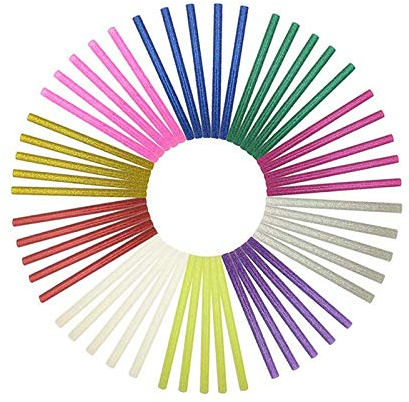 W-L Heißklebepatronen 50 Stück / 10 Farben heiße Schmelzkleber-Sticks 11mm for elektrische Klebepistole Bunte Hochviskostechnik Kleber Bar Craft Album-Reparatur-Werkzeug for Alu-Zubehör