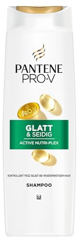 Pantene Pro-V Glatt & Seidig Shampoo 6x300ml für Krauses, Stumpfes Haar, Reinigt Sanft, Schützt die Haarbindungen, Ohne Silikone, Mineralöle und Farbstoffe, Active Nutri-Plex-Technologie