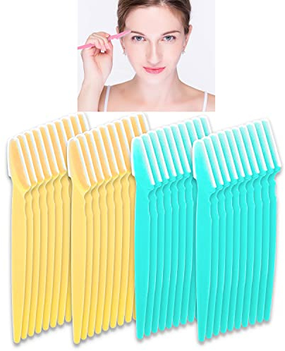 40 Stück Augenbraue Rasierer Laicky Augenbrauen Trimmer Rasierer Gesichtshaarentferner Exfoliating Dermaplaning Tool Kit Edelstahlklingen mit Kappe Augenbrauenformer für Damen Herren Make-up