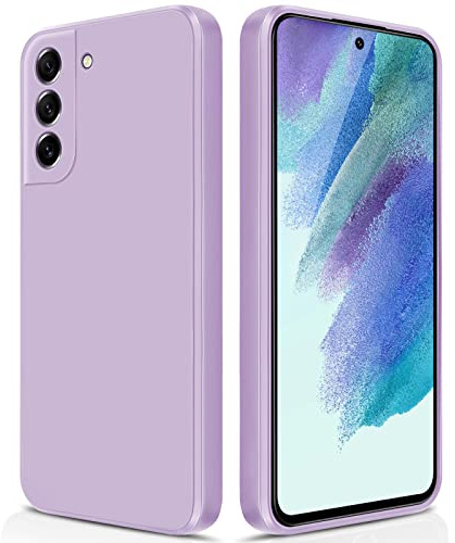 GiiYoon Silikon Skal Kompatibel med Samsung Galaxy S21 FE, Silky Soft Touch Skal med Hela Kroppen, Stötsäker Case med Mikrofiberfoder - Lila