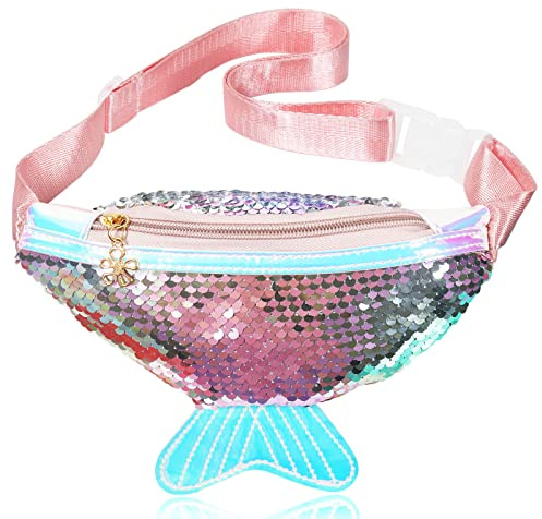 mciskin Girl's Meerjungfrau Fanny Pack - Cute Kids Travel Waist Bag - Crossbody Belt Bag Sport Running Camping Trip - Birthday Gift for Girls, #1