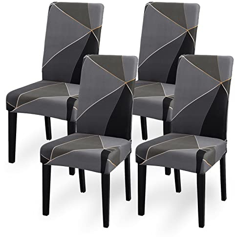 Aisprts Stuhlhussen 4er Set Stretch Stuhlhussen für Esszimmerstühle, Abnehmbarer Waschbarer Stühle Schutz Dekoration Stuhlbezug für Haus, Küche, Hotel, Restaurant, Bankett, Hochzeit, Party