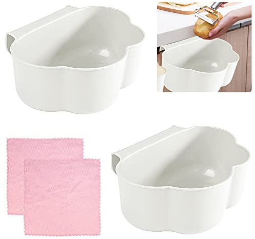 EMAGEREN 2 Pcs Coupelle Collecte Déchets Cuisine Bac collecteur pour déchets de Cuisine à accrocher poubelles Bac Poubelle Collecteur pour déchets à accrocher au placard de cuisine, Blanc