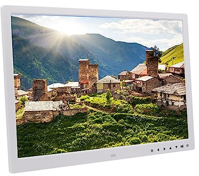 17 Zoll großer digitaler Bilderrahmen 1080P Einfache Einrichtung, Unterstützung von Video und Musik, Diashow-Bewegungserkennung (Color : White)