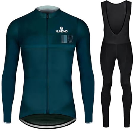 NUNOMO Herren Radsportanzüge mit Thermofleecefutter Langarm Winter Radtrikot Set Radfahren Kleidung Langärmeliges Fahrradtrikot Fahrradhose mit Sitzpolster + Gel Pad9D (B4,5XL)