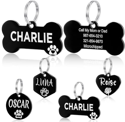 YEHANTI Hundemarke mit Gravur - Hundemarke Personalisiert mit Name, Telefonnummer, Adresse und musterungen, Edelstahl Namensschild für Hunde und Katzen mit Schöne Symbole (Knochen, Klein)