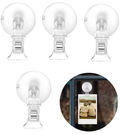 Pince à Ventouse,4 Pcs Transparent Clip Ventouse Crochet Ventouse avec Clip Crochet à Ventouse d'aspiration Murale Ventouse avec Crochets Clair Plastique pour Cuisine, Salle de Bain, Bureau