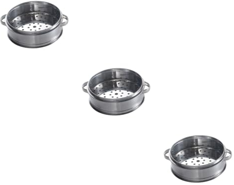 ANSNOW 3 Unids Vaporizador de Vegetales Olla Arrocera Y Vaporizador de Alimentos de Acero Inoxidable Olla de Vapor China Olla de Vapor para Cocinar Olla Arrocera Vaporera de Cocina Olla de Vapor Ins