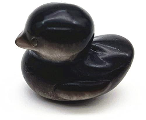 Mini Canard Figurine Cristal Pierre Naturel Jaune Noir Obsidienne Vert Sculpté Animal Statue À La Main Aquarium Fish Tank Piscine Décor 1 PC collecte à domicile ( Color : Sliver Obsidian , Size : 0.98
