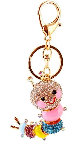 Porte clés pour enfants Porte clés de voiture à motif de chenille colorée accessoires de sac pour femmes pendentif animal insecte porte clés pendentif de sac à main