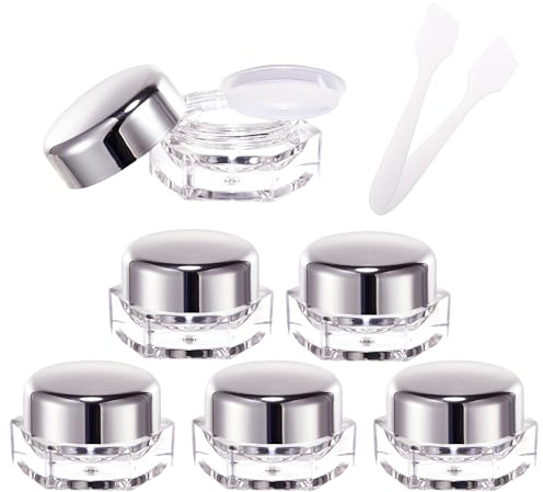 6 Pièces Bocaux Cosmétiques en Plastique Transparent hexagonaux Pots, 5ml Pots D'échantillons de Voyage, Contenants Cosmétiques Pot pour Crème, Échantillons, Poudre, Baume à Lèvres