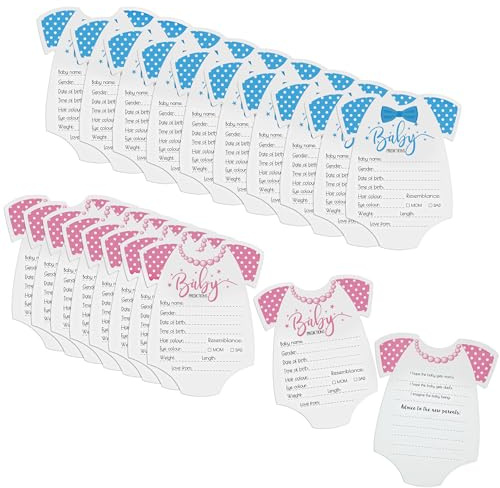 Newellsail Baby-Vorhersagekarten Ratschlägekarten für die Frischgebackenen Eltern Geschlechtsoffenbarung Karten für Babyparty Spielparty 20 Stück (Blau und Rosa)