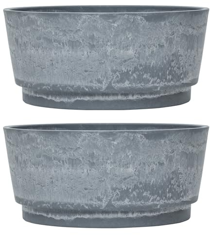 Garden Gear Caesar Marble Effect Bowl Planter Large 46cm Diameter Lightweight Flower or Pond Pot Ideal for succulents & alpines (2)