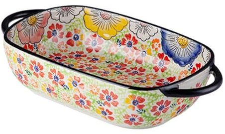 SSWH Fuente para hornear de cerámica, Fuente para lasaña para horno, Moldes para lasaña Fuente para hornear con asas para horno, Moldes para lasaña de porcelana, Cazuela cerámica re(Size:1PCS,Color:C)