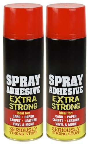 Spray Adhesive, 500ml Extra Strong Glue Multipurpose Contact Carpet, Paper, Fabric, Tiles, Leather, Textiles (2)