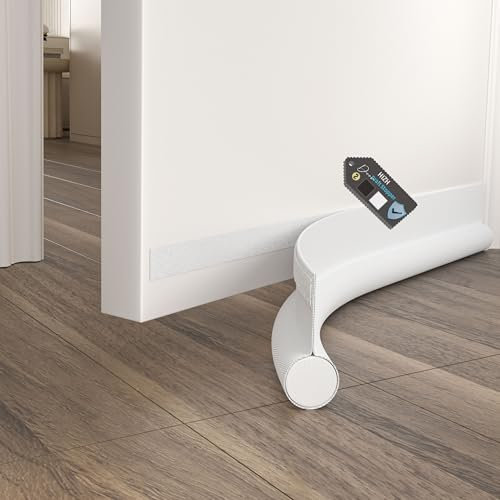 Zugluftstopper, verstellbar, 93 cm, Zugluftstopper für Türen, schnelle Installation, Schalldämmung, passend für Innen- und Außentüren, blockiert kalte Luft und Lärm, Weiß