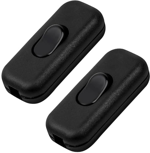 2 Piezas Interruptor,Interruptor Lampara,Interruptor Bipolar | Interruptor de Cable en Línea,6A 250V,para Lámparas,Pequeños Electrodomésticos (Negro)