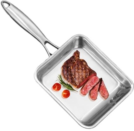 gifyym Sartén antiadherente, sartenes y sartenes - Sartén cuadrada de acero inoxidable de 3 capas con sartén antiadherente,Sartén de hierro profundo, sartén pequeña para cocinar