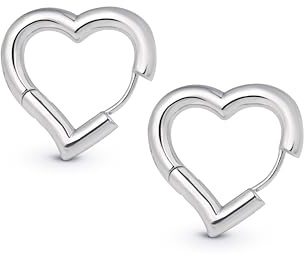 Amberta Trendiga Kraftiga Hjärta Örhängen för Kvinnor | Elegant Dupe av Djärva Hjärta-Creoler, Huggie Kärlek Vänskap Gåva: Rodiumpläterade 20 mm Creoler Lättvikt