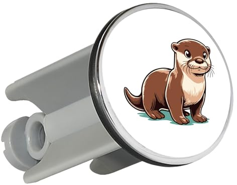Huuraa Waschbeckenstöpsel Otter Comic Geschenk | Universal Stopfen 4cm höhenverstellbar Abflussstopfen Geschenkidee Stöpsel mit Motiv für das Waschbecken