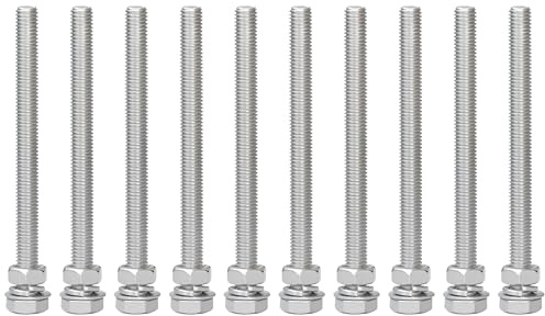 10 Sets of Stainless Steel Nuts & Bolts – Hex Machine Bolt with Washer (M8 x 100mm)