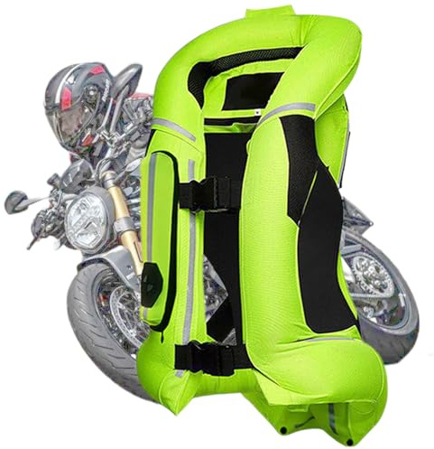 GDNKP Motorrad Airbag Weste Herren Reiten Jacke Professionelle Zertifiziert Reitsport Aufblasbare Vest Racing Schutzkleidung,Grün,XL