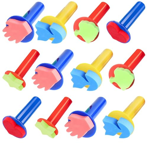 Spugne da Pittura per Bambini,15 Pezzi Pennello in Spugna Pennelli di Pittura Kit di Strumenti di Disegno di schiume Pennelli Stamper Brushes,per Dipingere,Graffiti,Fai Da Te Fatto a Mano (5 Stili)