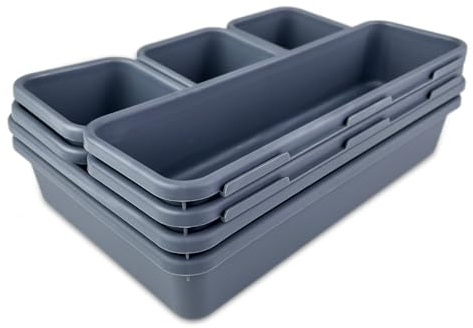 TERRARIDE 1x Schubladen Organizer, Set Aufbewahrungs Box, Einteiler Trenn System, Verstellbar Utensilien Stauraum Wohn Badezimmer Kunststoff Anthrazit, für Schreibtisch Organizer für Büro, Schule