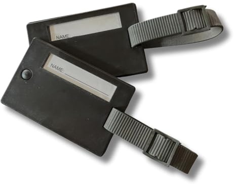 PARENCE.- Lot de 2 Étiquettes à Bagages avec Cache d’Adresse – Tag Valise en Plastique Durable | Sangles Réglables pour Sac à Dos