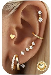 ORAZIO 6 Paia Orecchini Donna Argento 925 Orecchini Cerchio Oro Donna Ear Cuff Oro Orecchini Piercing Orecchio Oro Orecchini Anallergici Donna Set Orecchini Oro